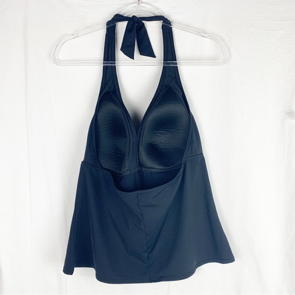 Lands’ End Classic Black Halter Tankini Swim Top size 18 - Picture 2 of 6